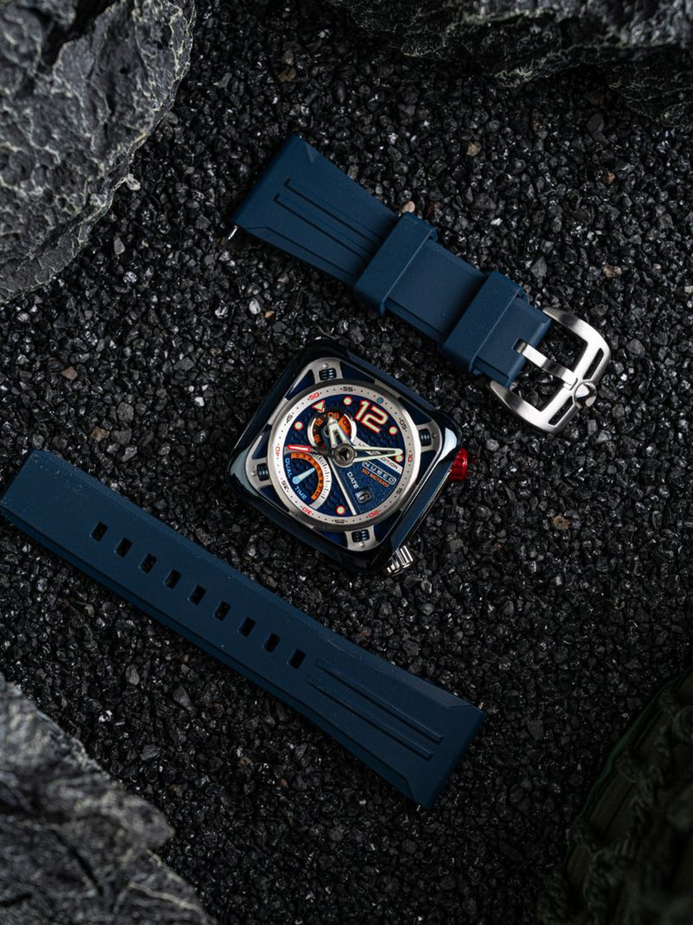 Nubeo NB-6096-03 vyriškas laikrodis Ecliptic Dual Time 45mm 5ATM
