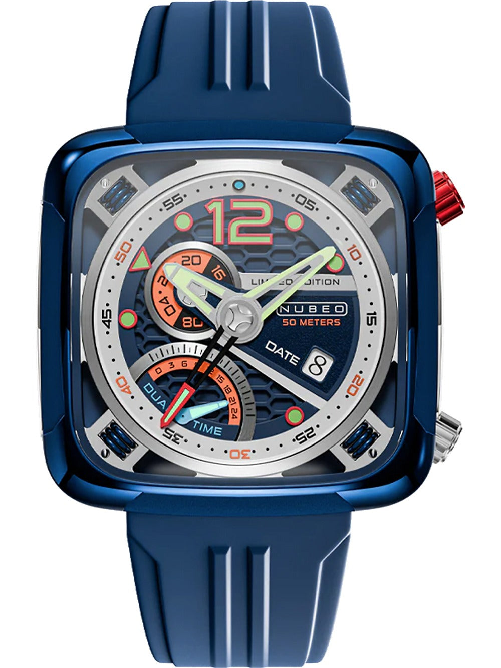 Nubeo NB-6096-03 vyriškas laikrodis Ecliptic Dual Time 45mm 5ATM