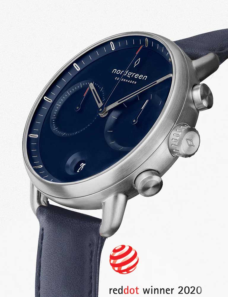 Nordgreen PI42SIVENANA vyriškas laikrodis Pioneer Chronograph 42mm 5ATM