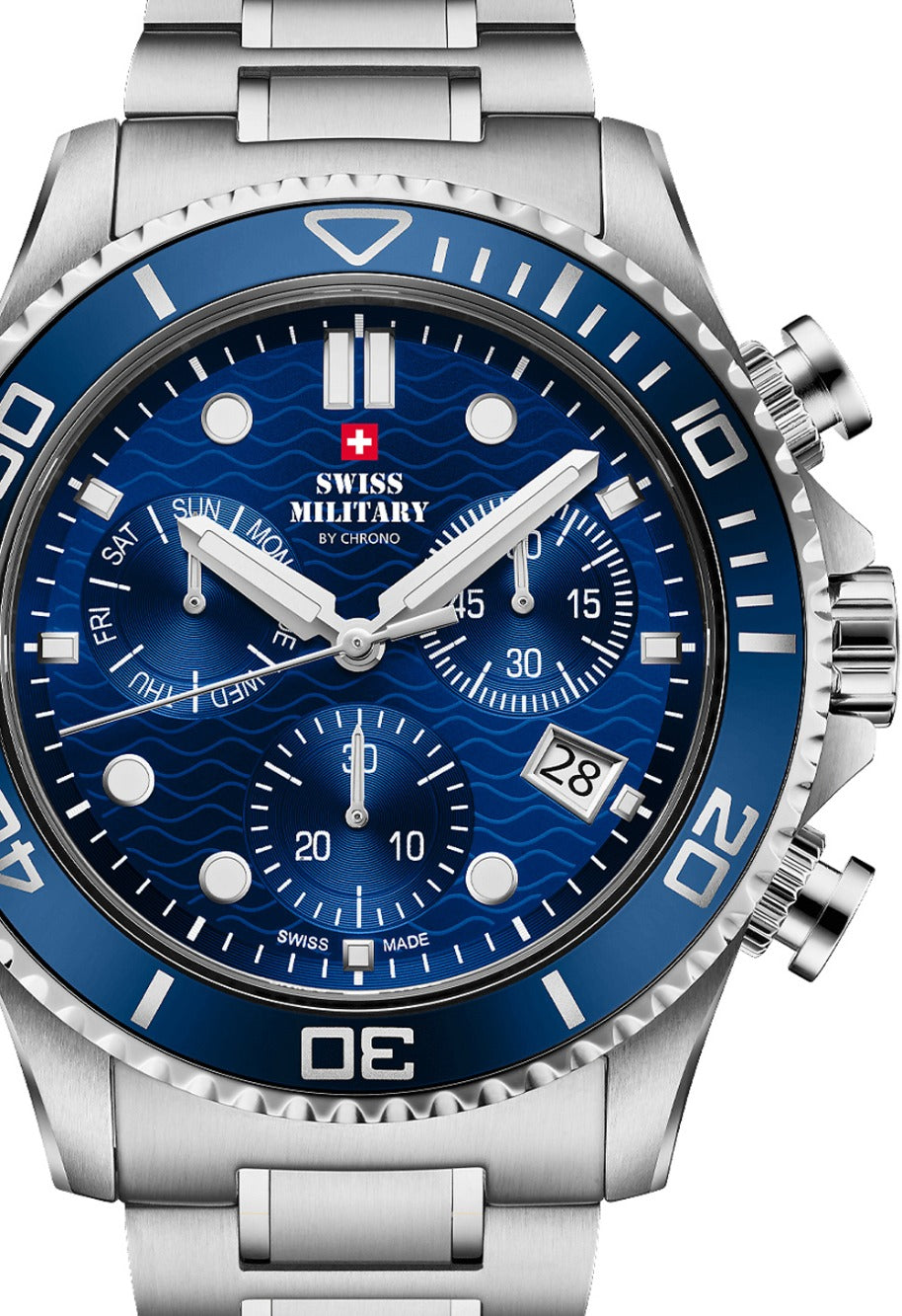 Swiss Military SM34101.02 vyriškas laikrodis Military XL Chronograph 46mm 10ATM