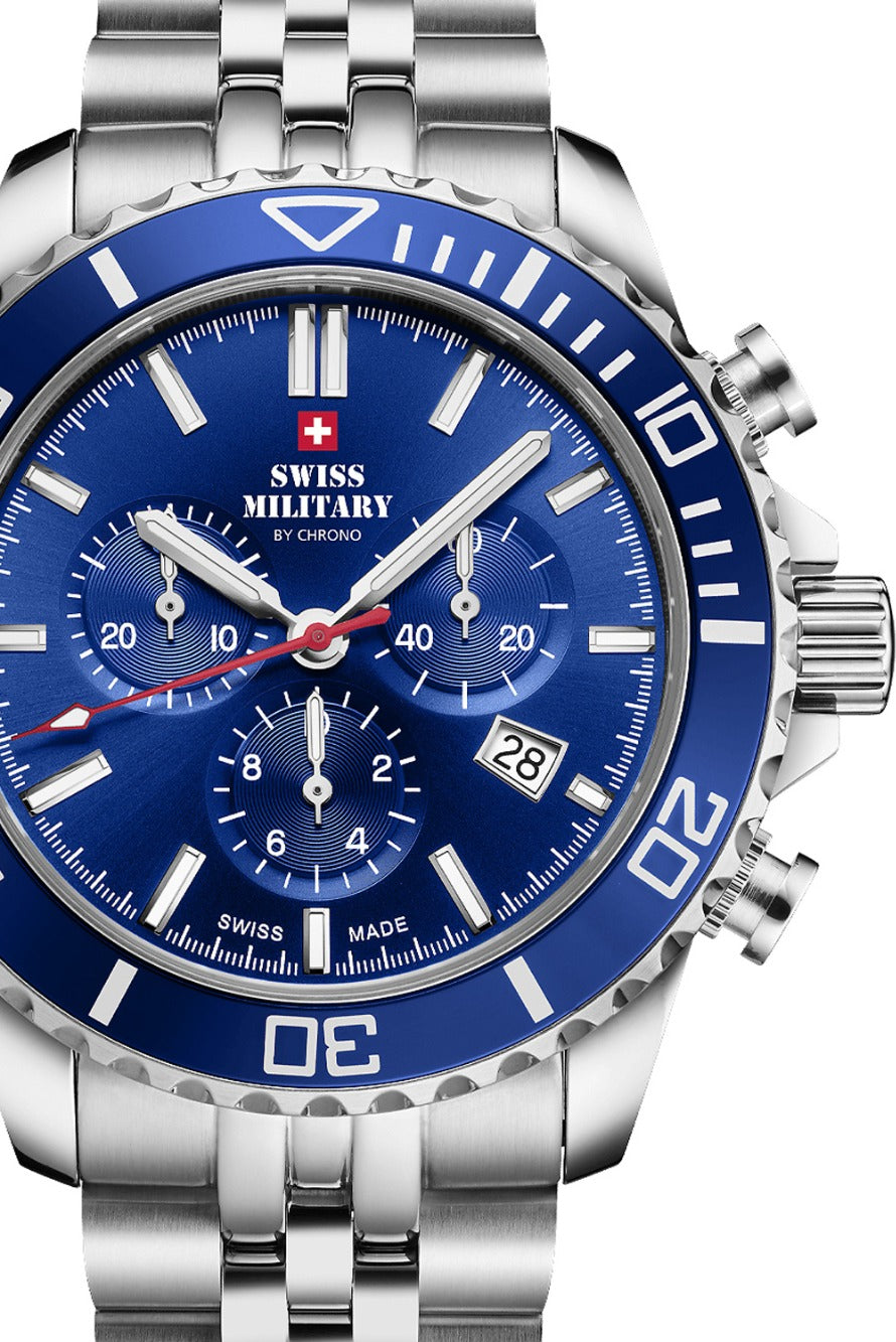 Swiss Military SM34103.02 vyriškas laikrodis Sport Chronograph 43mm 10ATM