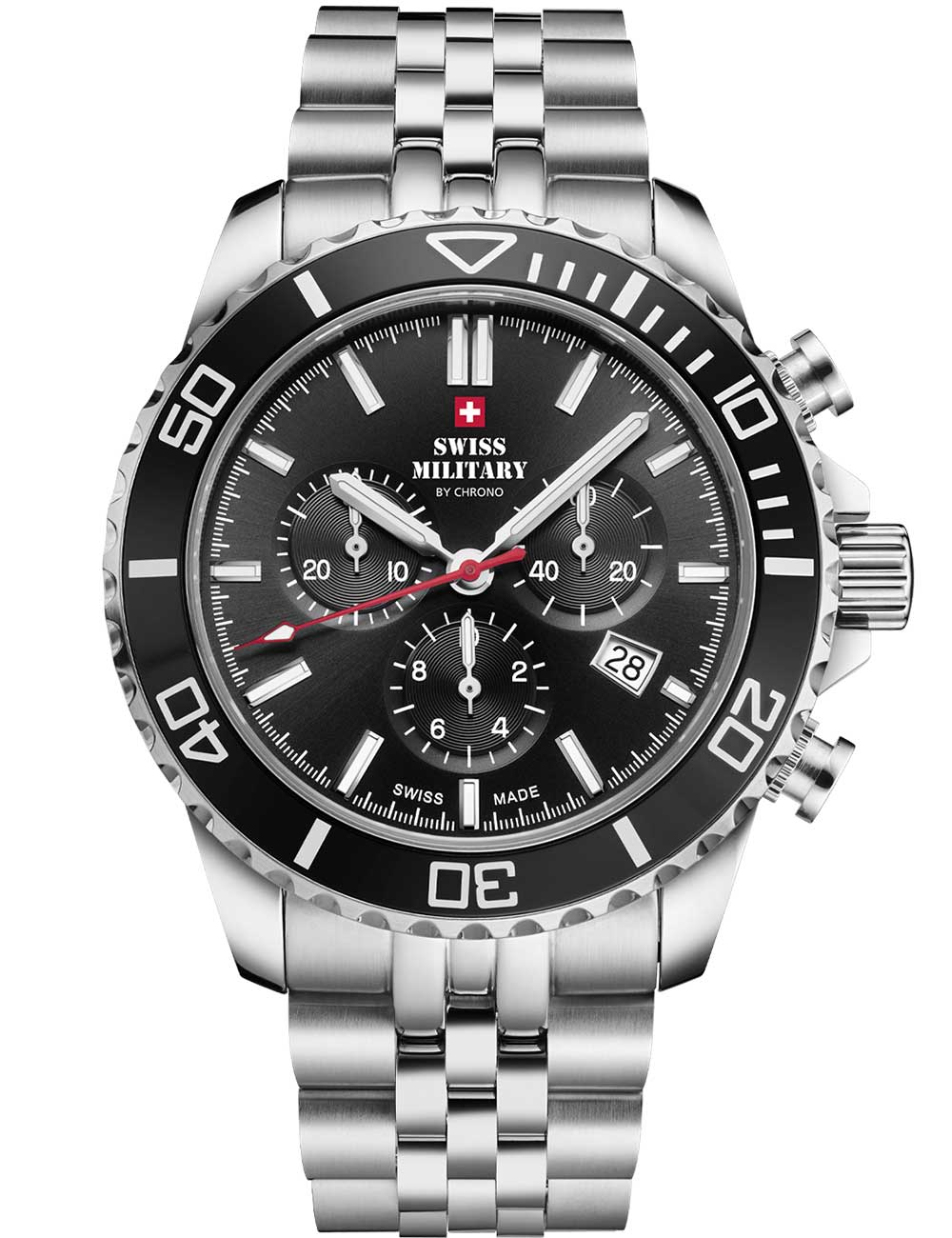 Swiss Military SM34103.01 vyriškas laikrodis Sport Chronograph 43mm 10ATM