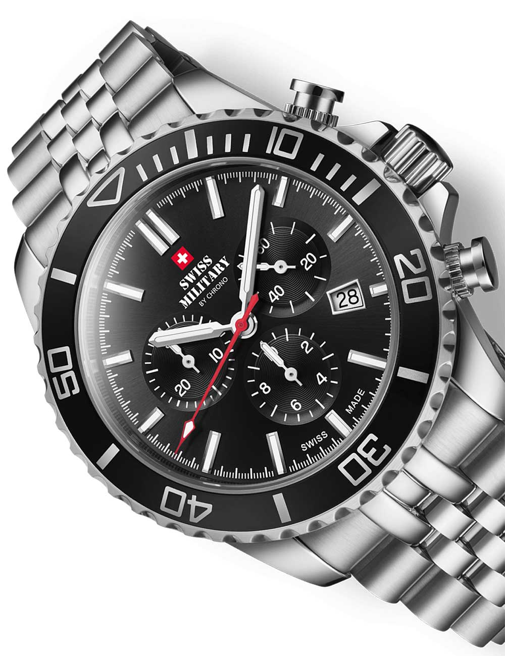 Swiss Military SM34103.01 vyriškas laikrodis Sport Chronograph 43mm 10ATM