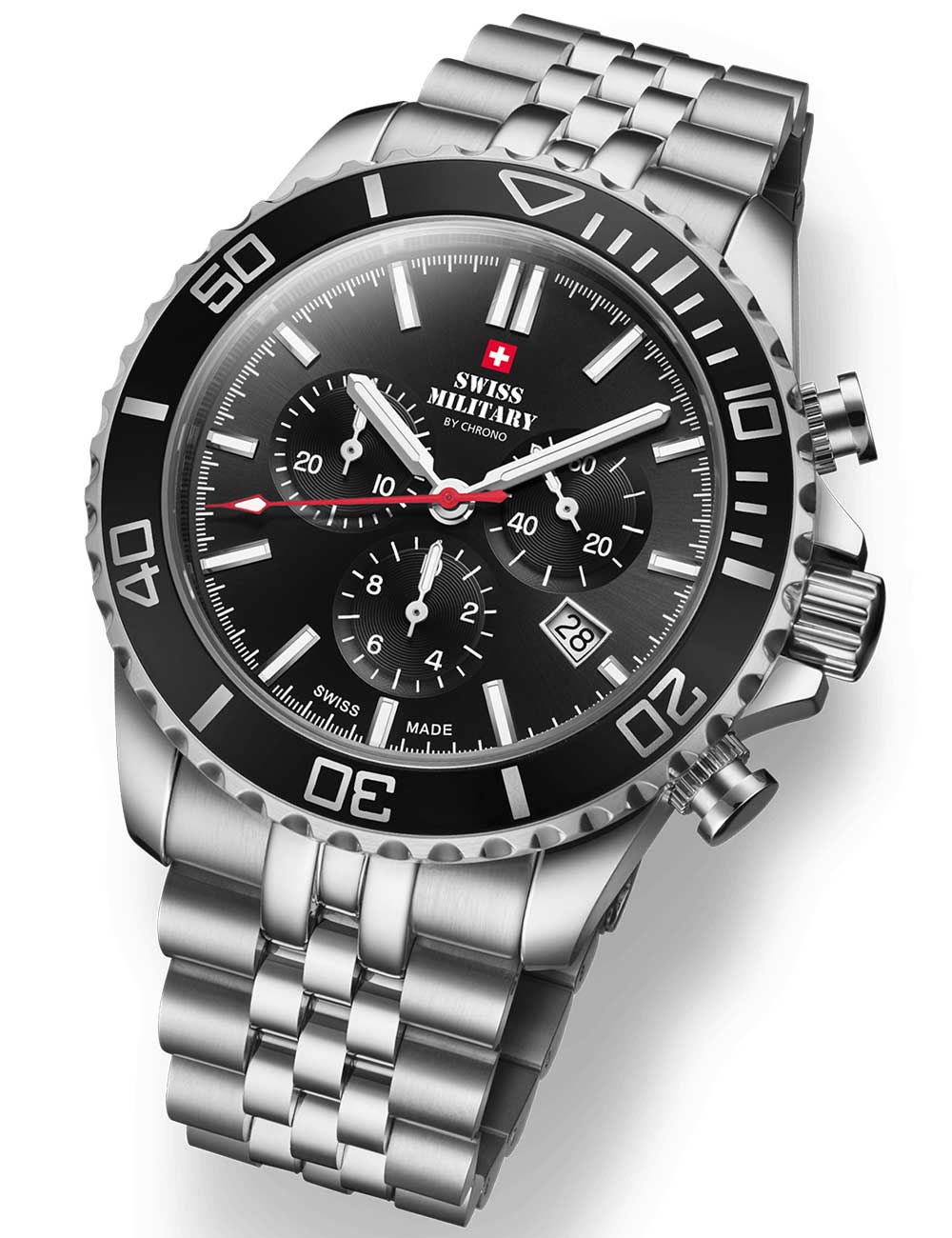 Swiss Military SM34103.01 vyriškas laikrodis Sport Chronograph 43mm 10ATM