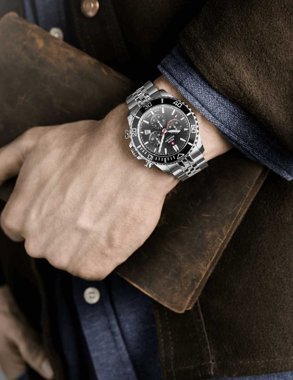Swiss Military SM34103.01 vyriškas laikrodis Sport Chronograph 43mm 10ATM