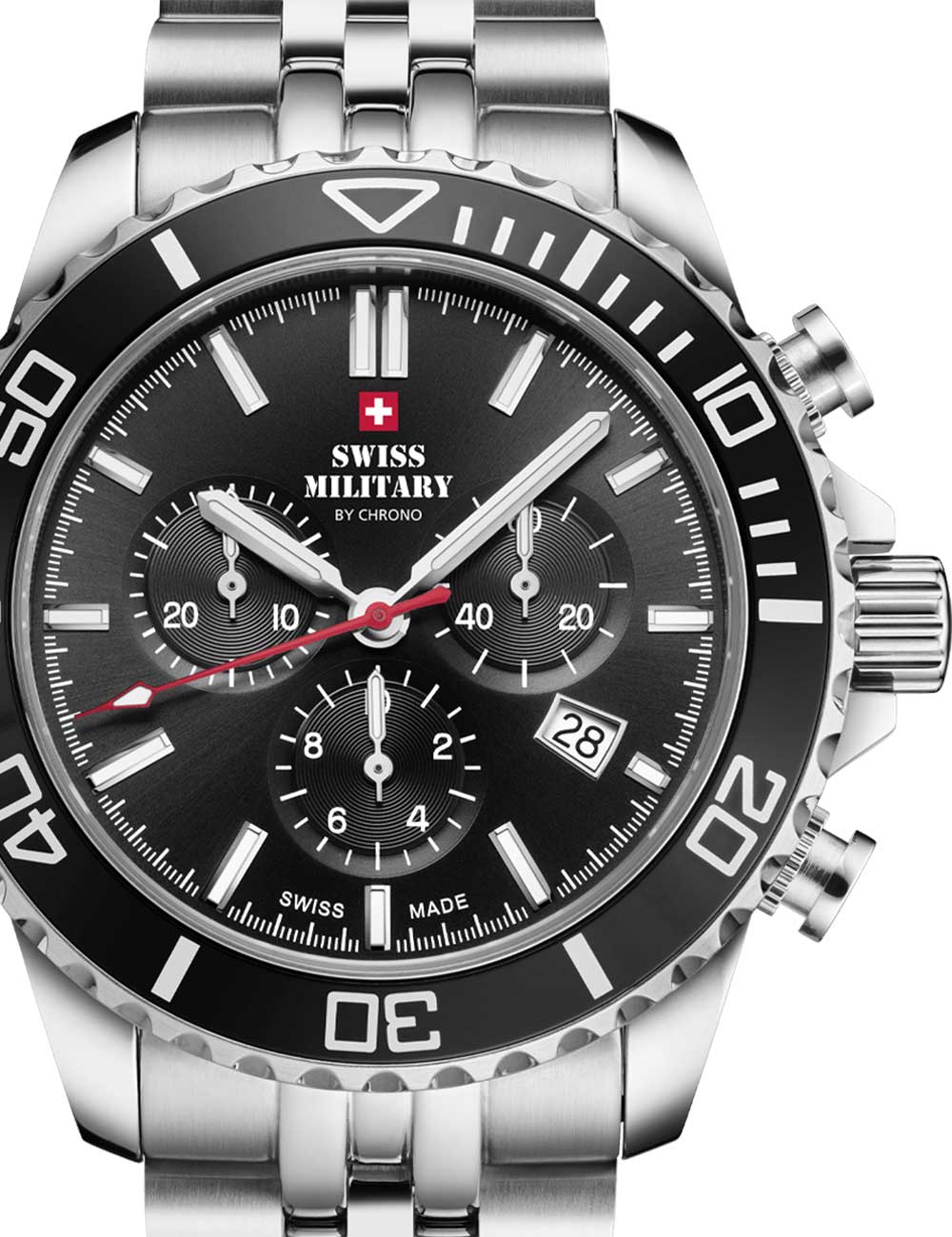 Swiss Military SM34103.01 vyriškas laikrodis Sport Chronograph 43mm 10ATM