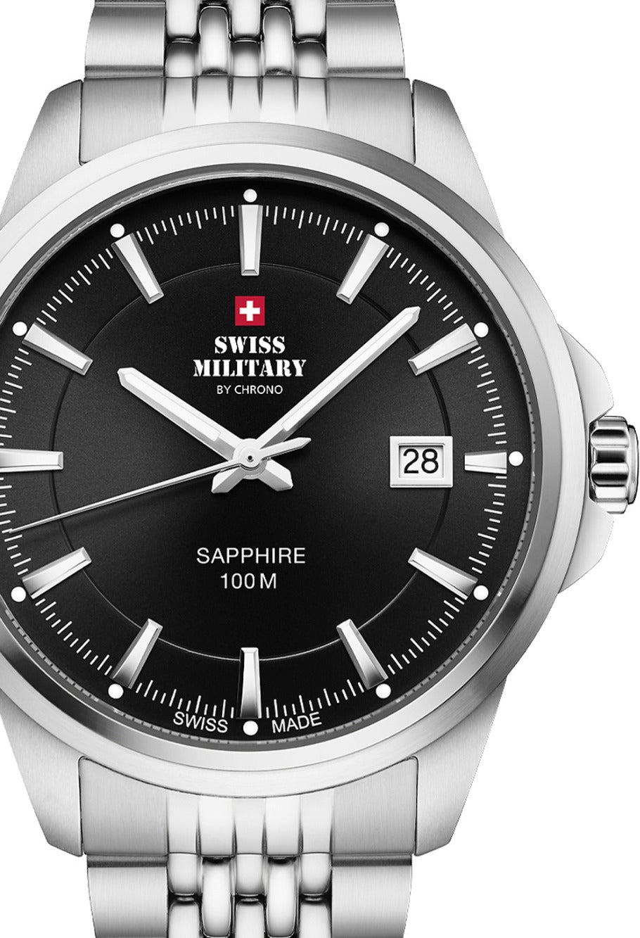 Swiss Military SM34104.01 vyriškas laikrodis Classic Sapphire Glas 40mm 10ATM
