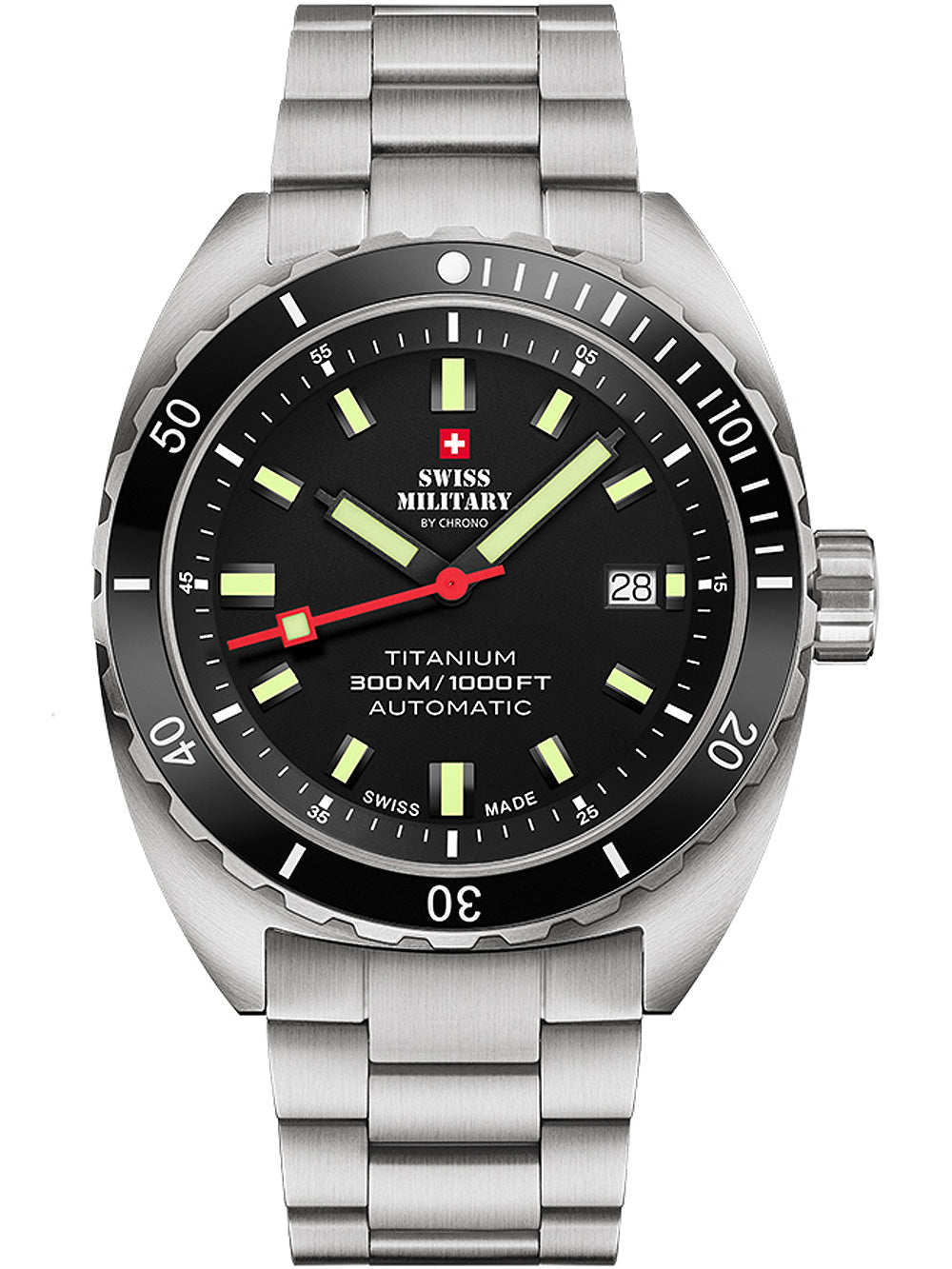 Swiss Military SMA34100.01 Diver Titanium Automatic vyriškas laikrodis 42mm 30ATM