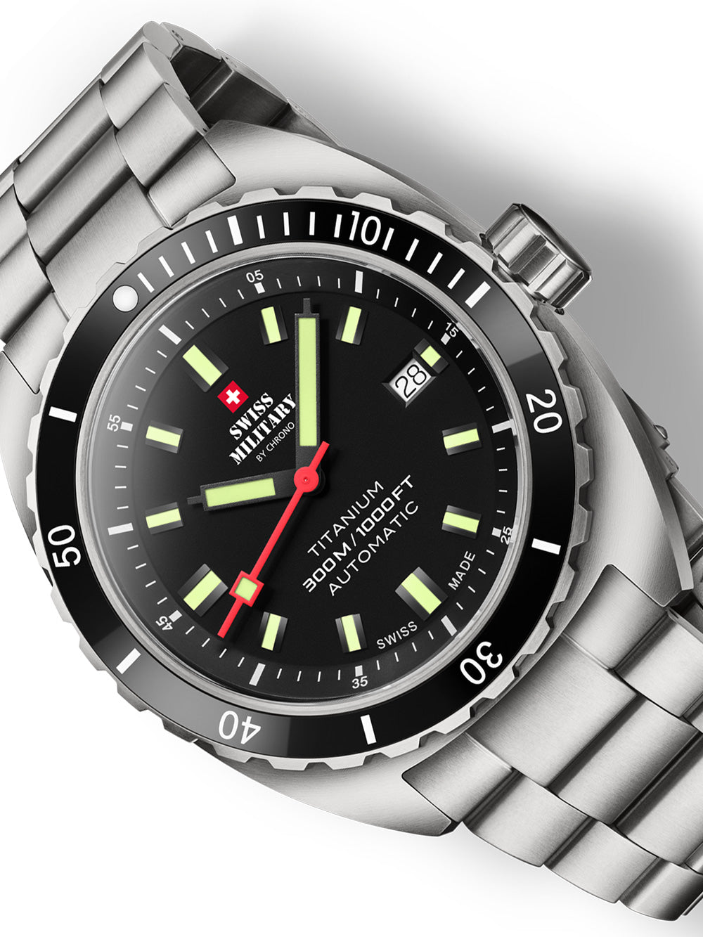 Swiss Military SMA34100.01 Diver Titanium Automatic vyriškas laikrodis 42mm 30ATM