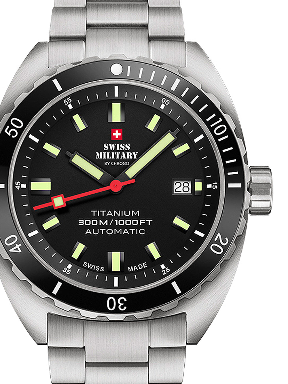 Swiss Military SMA34100.01 Diver Titanium Automatic vyriškas laikrodis 42mm 30ATM
