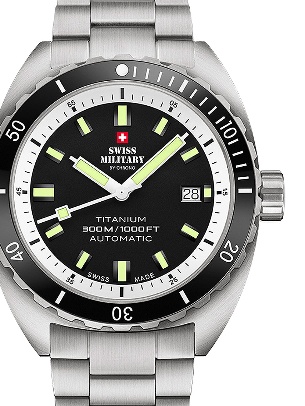 Swiss Military SMA34100.02 Diver Titanium Automatic vyriškas laikrodis 42mm 30ATM
