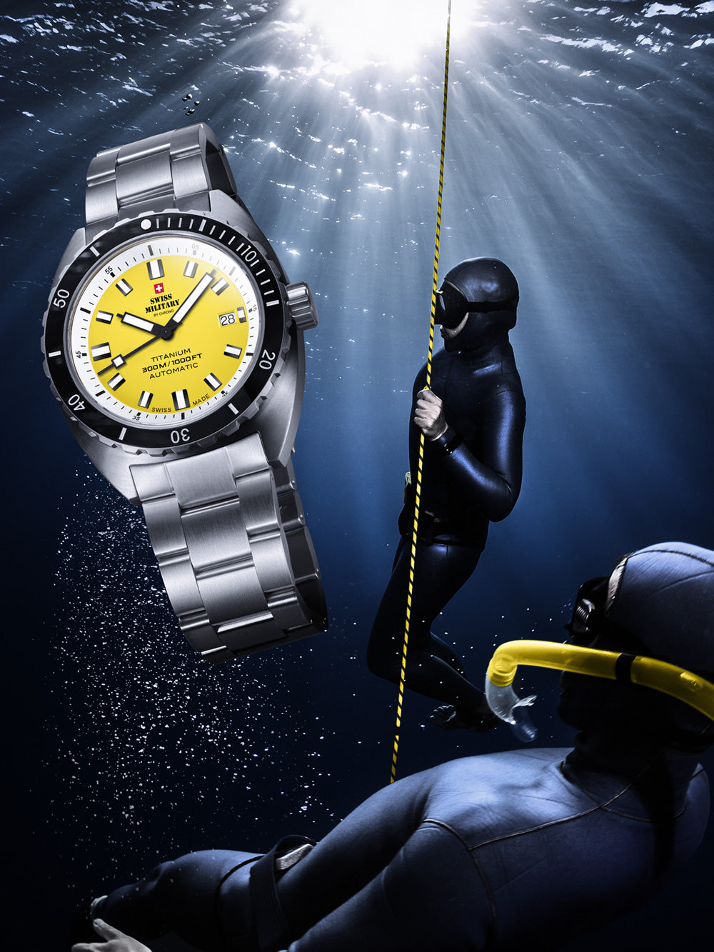 Swiss Military SMA34100.05 Diver Titanium Automatic vyriškas laikrodis 42mm 30ATM
