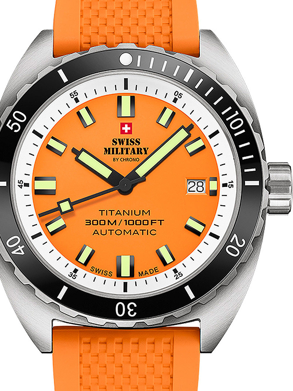 Swiss Military SMA34100.10 Diver Titanium Automatic vyriškas laikrodis 42mm 30ATM