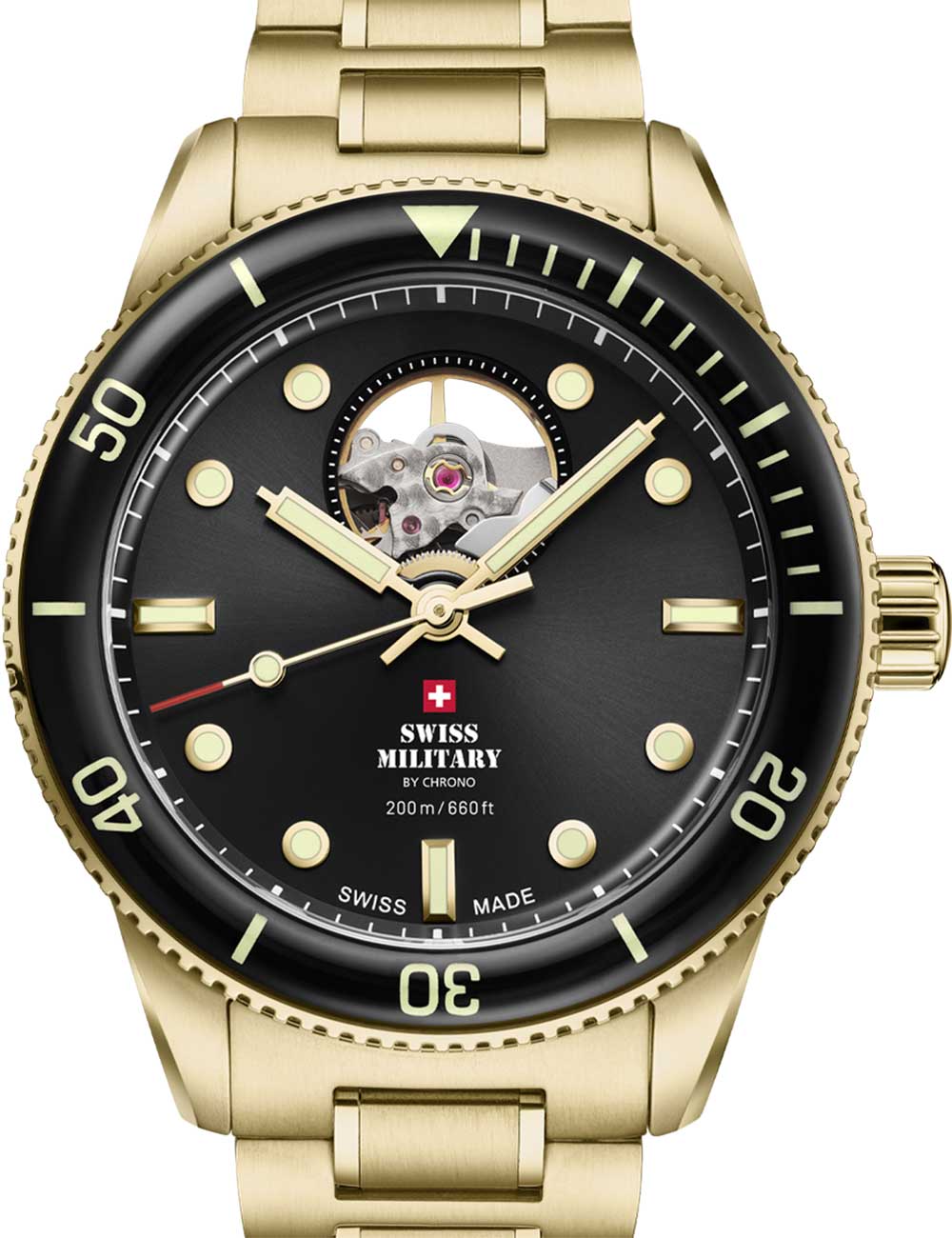 Swiss Military SMA34106.14 vyriškas laikrodis Automatic Open-Heart Diver 42mm 20ATM