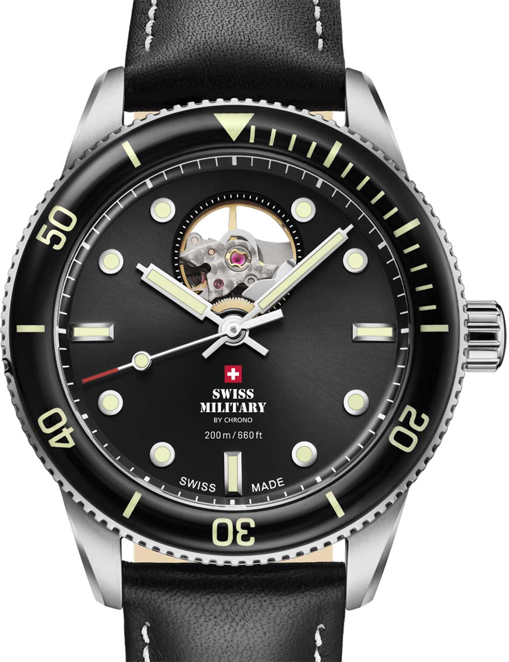 Swiss Military SMA34106.15 vyriškas laikrodis Automatic Open-Heart Diver 42mm 20ATM
