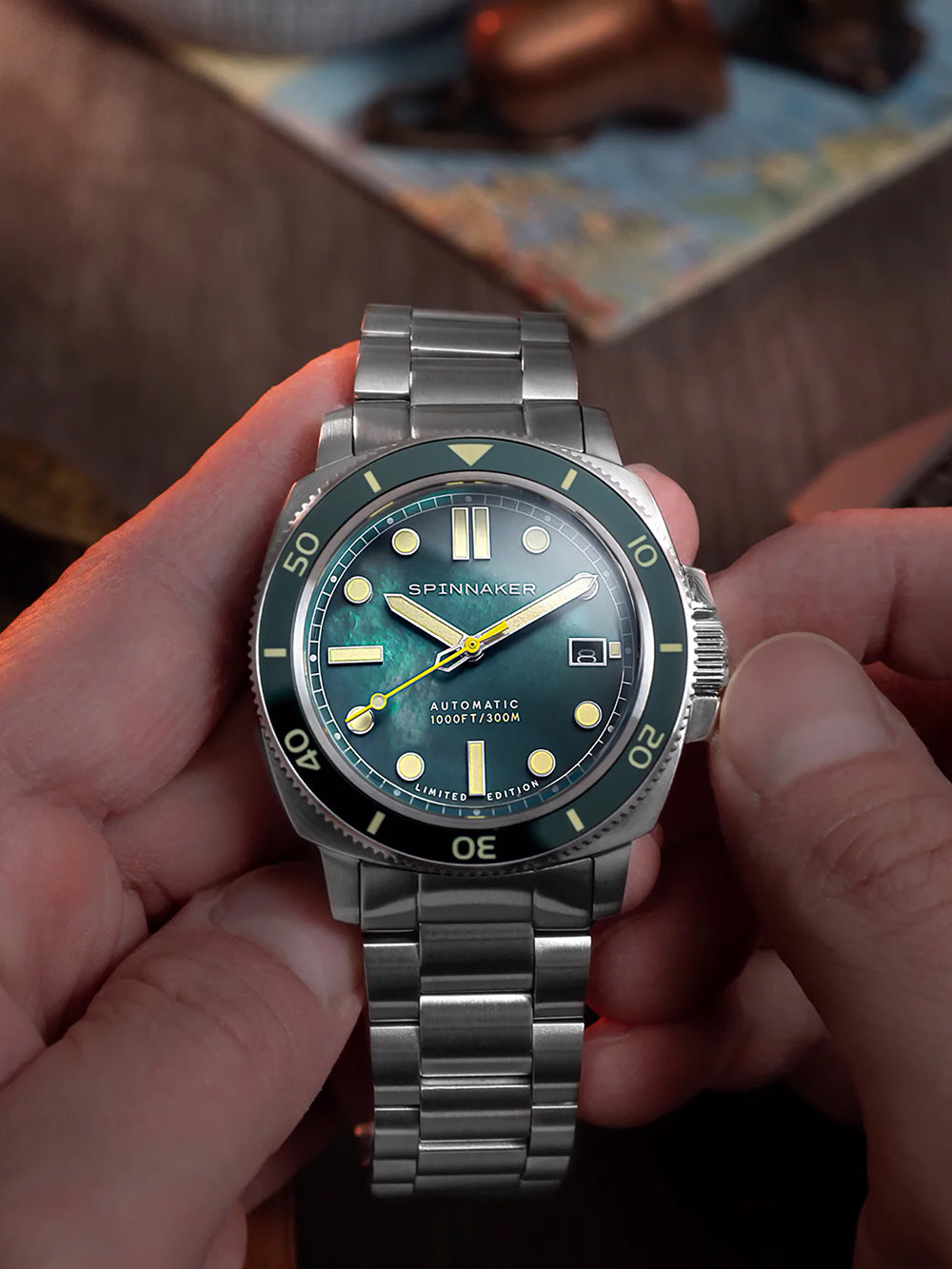 Spinnaker SP-5106-33 vyriškas laikrodis Hull Automatic Pearl Diver Limited 42mm 30ATM