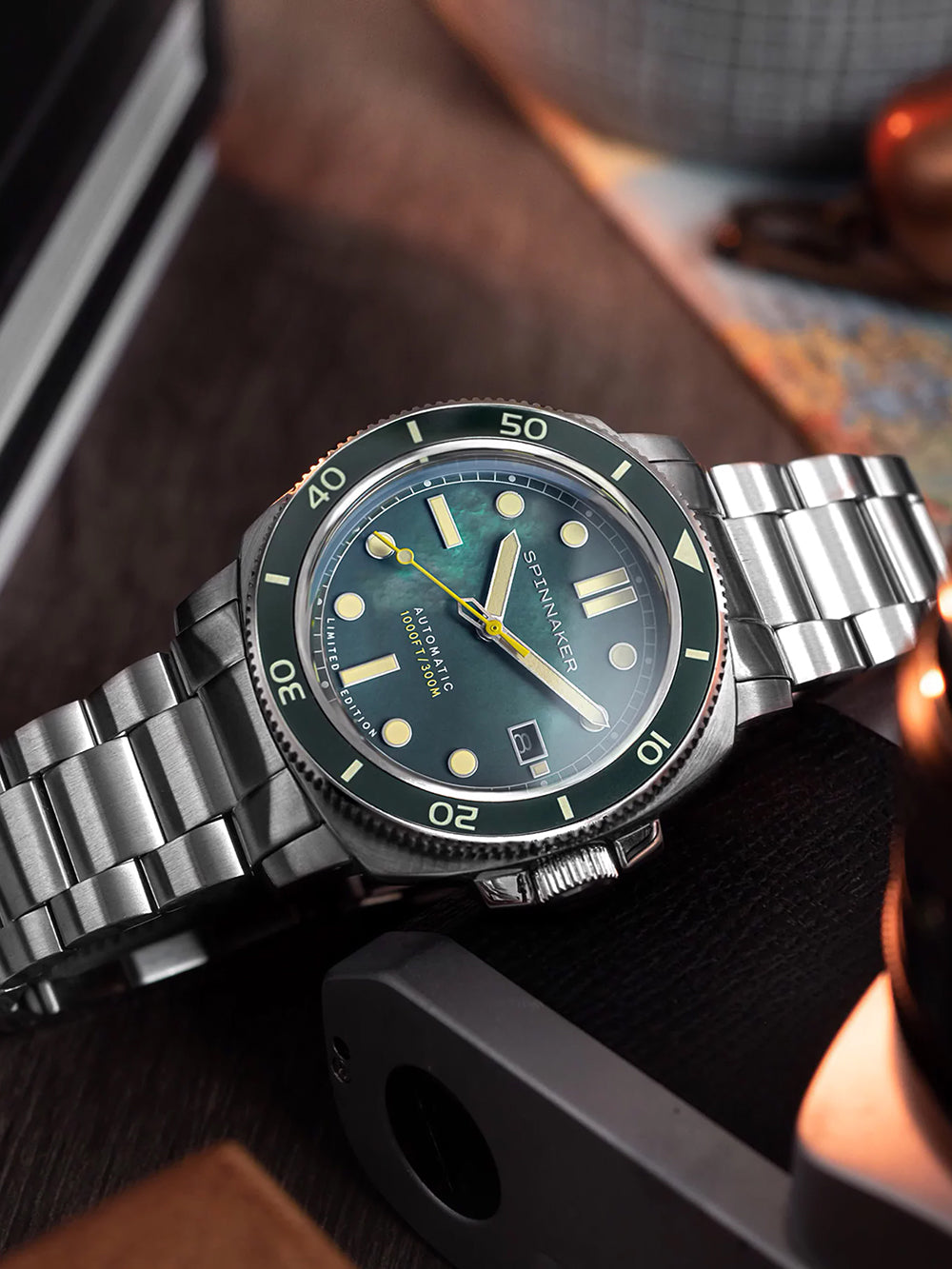 Spinnaker SP-5106-33 vyriškas laikrodis Hull Automatic Pearl Diver Limited 42mm 30ATM