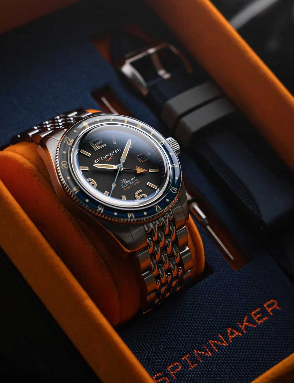 Spinnaker SP-5120-11 vyriškas laikrodis Fleuss GMT Automatic Set 43mm 15ATM