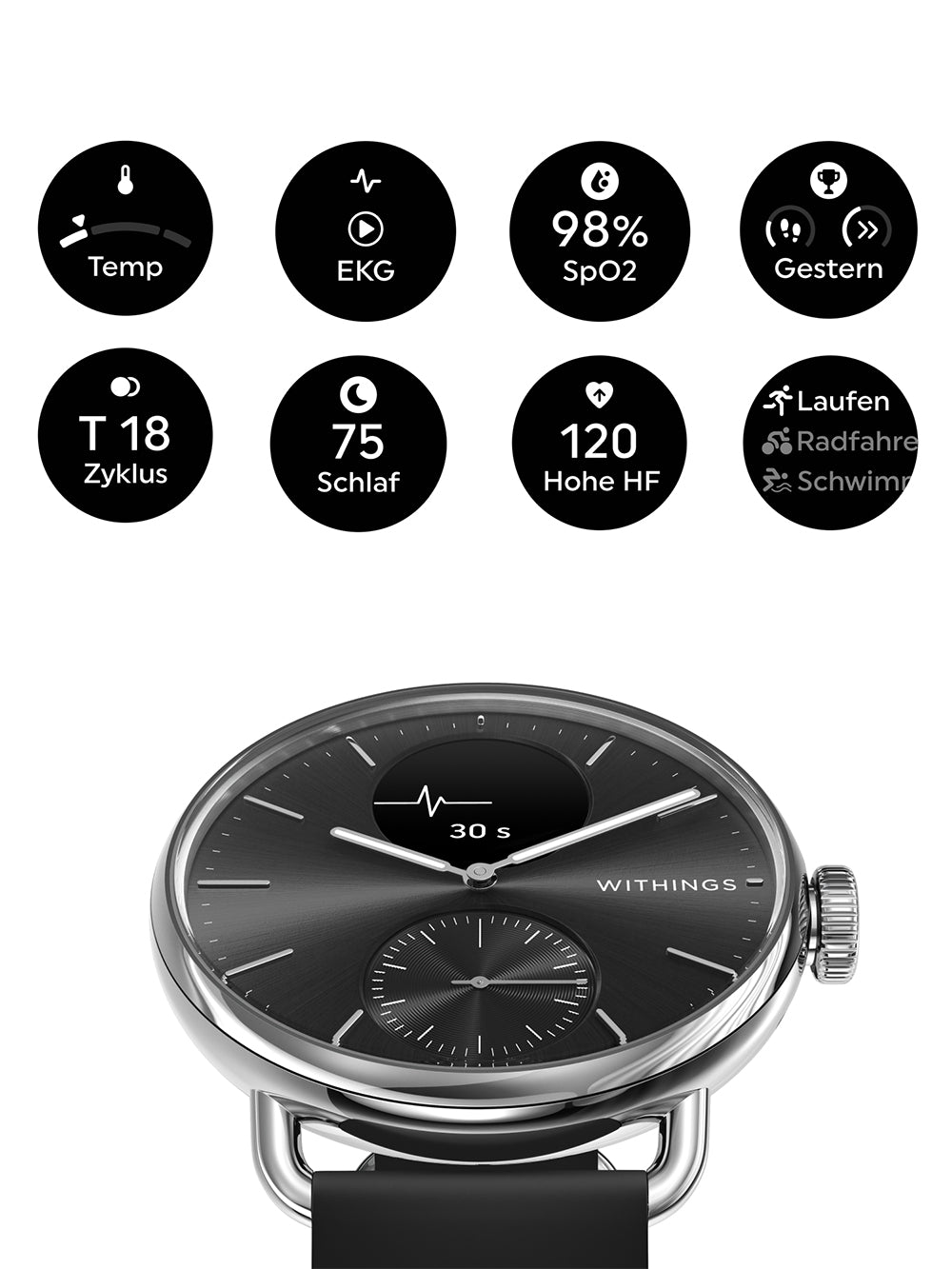Withings HWA10-model 1-All-Int Scanlaikrodis 2 Black 38 mm 5ATM