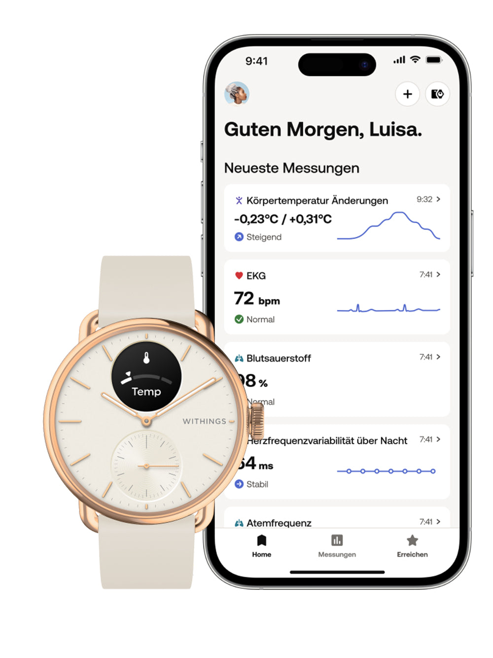 Withings HWA10-model 3-All-Int Scanlaikrodis 2 Sand 38 mm 5ATM