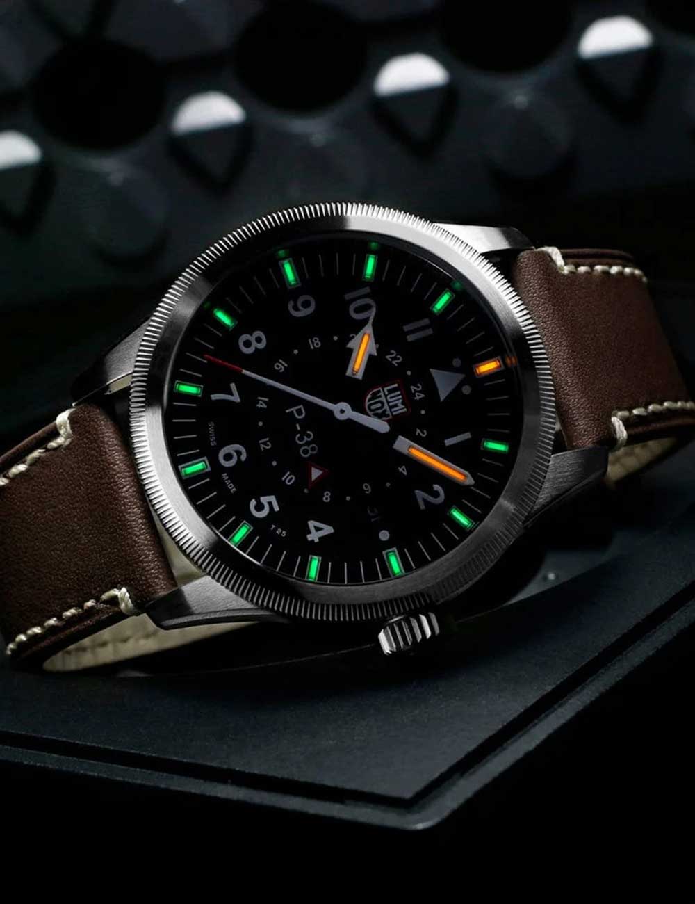 Luminox XA.9521 vyriškas laikrodis P-38 Air Pilot GMT 42mm 100M