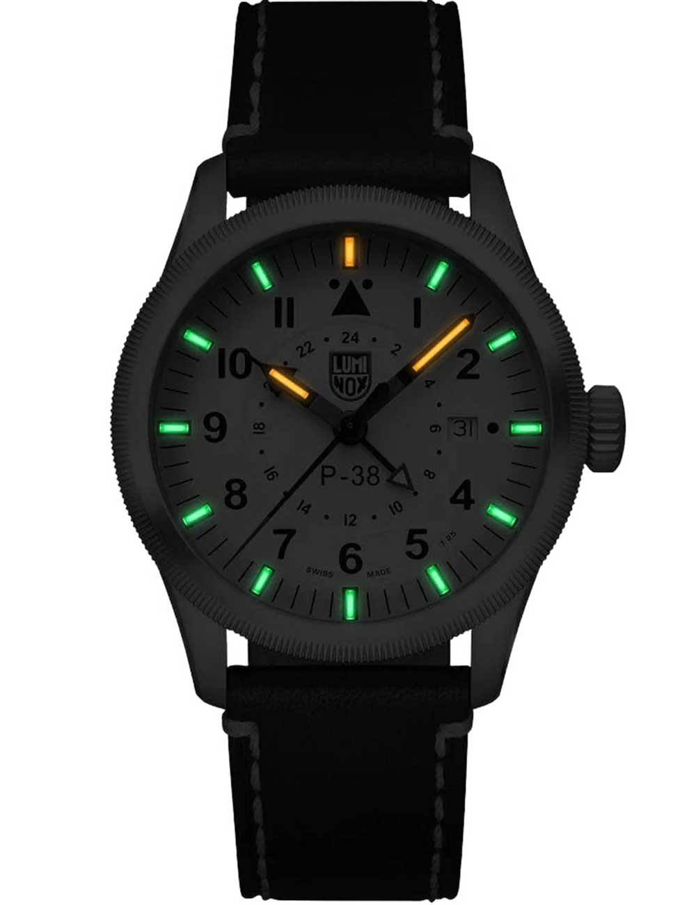 Luminox XA.9527 vyriškas laikrodis P-38 Air Pilot GMT 42mm 100M