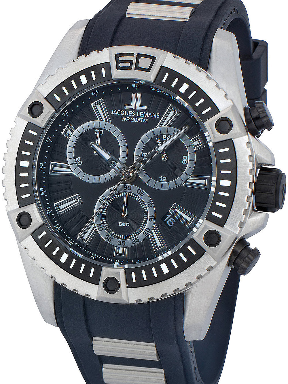 Jacques Lemans 1-1805B Liverpool vyriškas laikrodis Chronograph 46mm 20 ATM