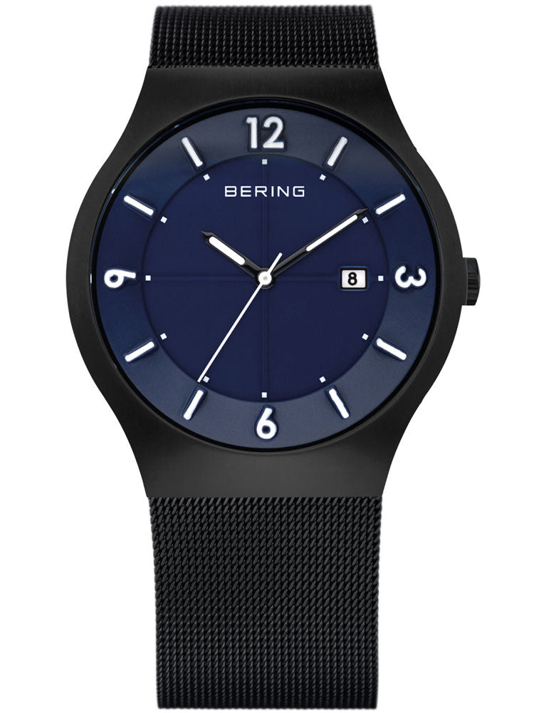 Bering Solar laikrodis Classic 14440-227 vyriškas laikrodis Black Blue 40 mm