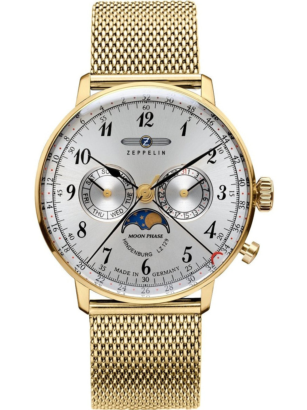 Zeppelin 7038M-1 LZ Hindenburg moonphase 36mm 3ATM